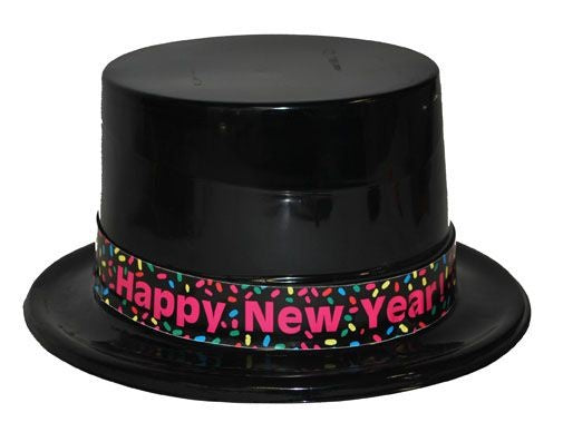 Funny Fashion Zwarte hoge hoed Happy New Year