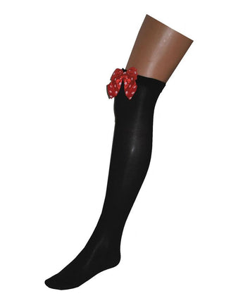 Funny Fashion Zwarte kniekous met rode strik