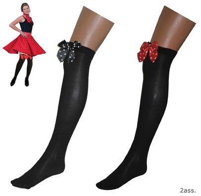 Funny Fashion Zwarte kniekous met zwarte strik