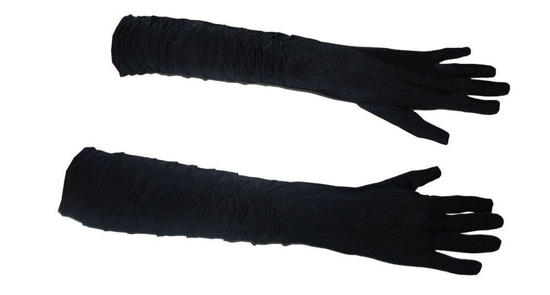 Funny Fashion Zwarte lange handschoenen gerimpeld