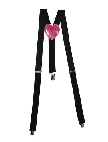 Funny Fashion Zwarte Tiroler bretel met roze hartje