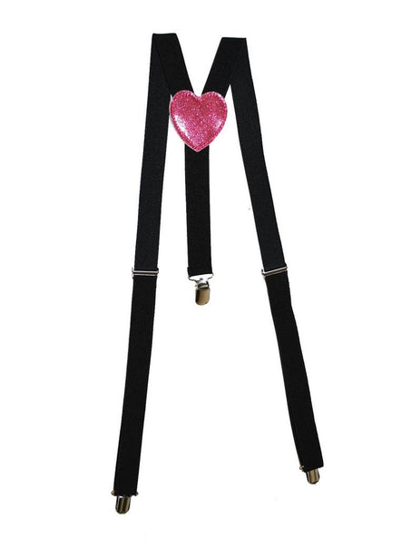 Funny Fashion Zwarte Tiroler bretel met roze hartje