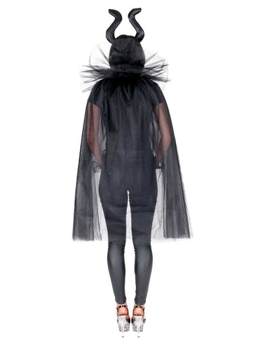 Funny Fashion Zwarte tule cape duivelin Danique