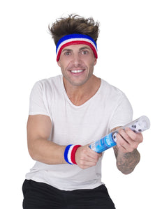 Funny Fashion Zweetbanden set  rood wit blauw