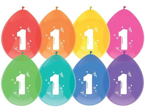 Haza Witbaard Ballonnen 1 jaar 8 stuks