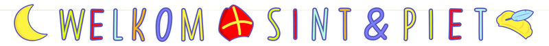 Haza Witbaard Vlaggenlijn letterslinger "Welkom Sint en Piet"