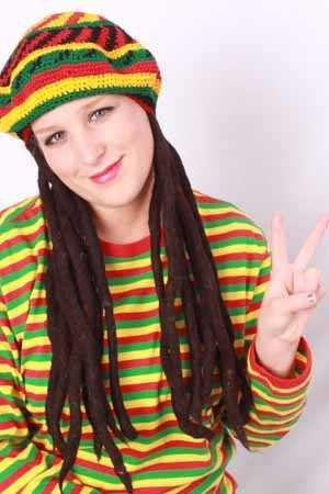 PartyXplosion Baret Bob Marley met rasta haar