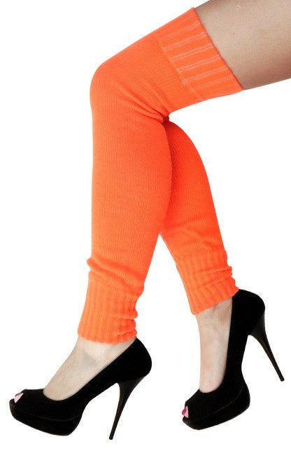 PartyXplosion Beenwarmers over de knie fluor oranje