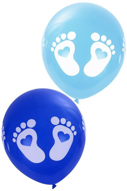 PartyXplosion Blauwe geboorteballonen voetjes  30cm