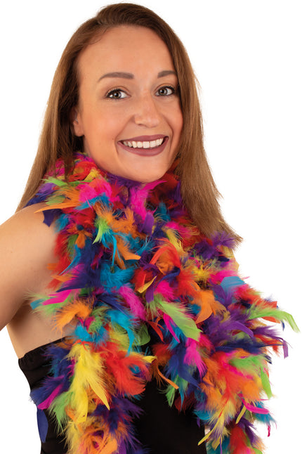 PartyXplosion Boa regenboog met roze 180 cm. 50 g
