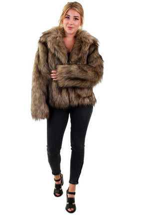 PartyXplosion Bontjas lang haar bruin