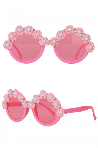 PartyXplosion Bril hippie  roze  bloemen