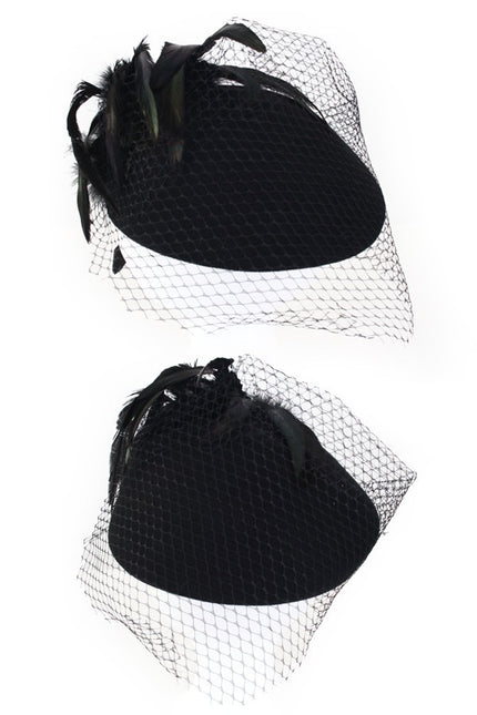 PartyXplosion Dameshoed wolvilt zwart met gaas en