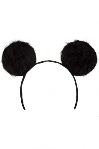 PartyXplosion Diadeem grote pluche oren zwart
