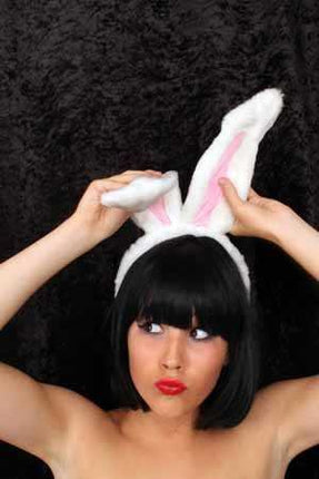 PartyXplosion Diadeem konijnenoren wit/roze