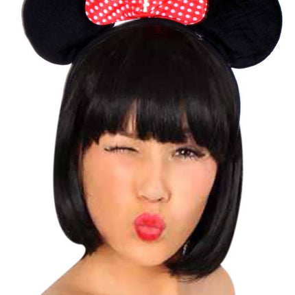 PartyXplosion Diadeem zwarte muizen oren met strikje