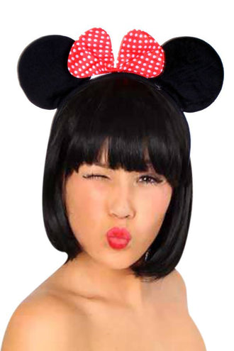 PartyXplosion Diadeem zwarte muizen oren met strikje