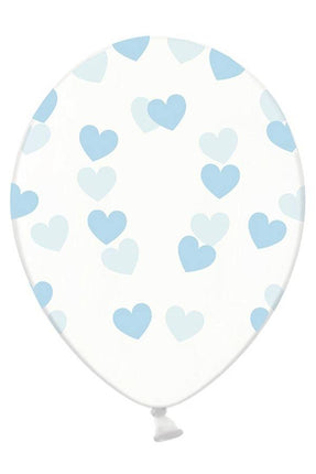 PartyXplosion Doorzichtige ballonnen met blauwe hartjes