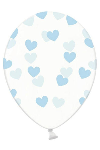 PartyXplosion Doorzichtige ballonnen met blauwe hartjes