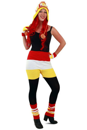 PartyXplosion Gebreide hotpants Oeteldonk rood/wit/geel