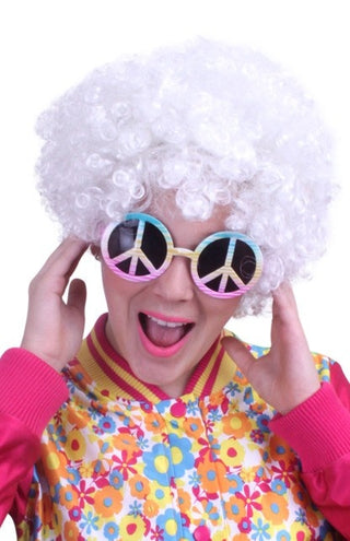 PartyXplosion Hippie pruik wit