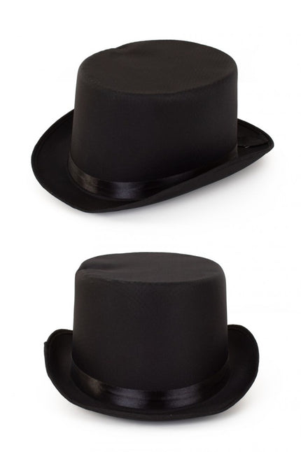 PartyXplosion Hoge hoed satijn de luxe zwart