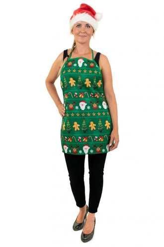 PartyXplosion Keukenschort Kerst in groen
