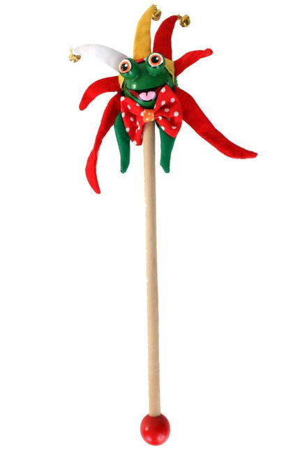 PartyXplosion Kikker rood-wit-geel op stokje 30cm