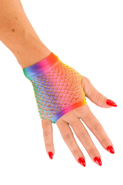 PartyXplosion Nethandschoen kort vingerloos regenboog