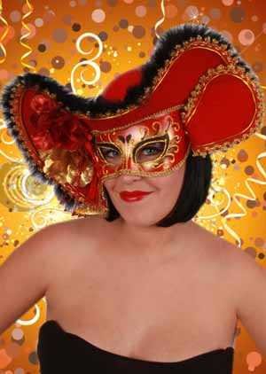 PartyXplosion Oogmasker dames venetie rood+hoed