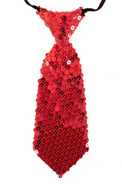 PartyXplosion Pailletten stropdas kort rood