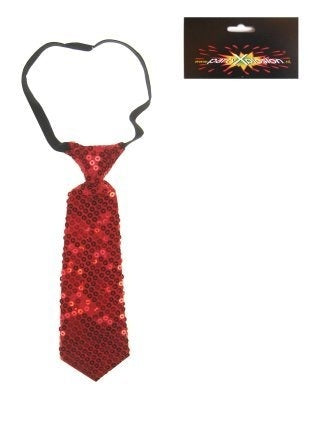 PartyXplosion Pailletten stropdas kort rood