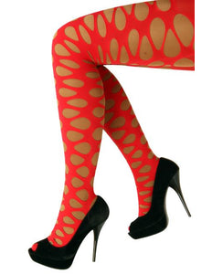 PartyXplosion Panty grote gaten rood one size