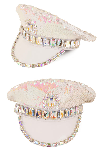 PartyXplosion Pet pailletten met stenen wit