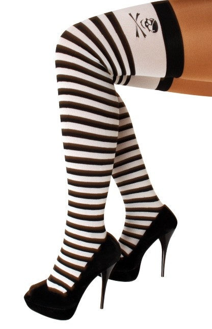 PartyXplosion Piraten kous gestreept zwart wit