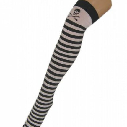 PartyXplosion Piraten kous gestreept zwart wit