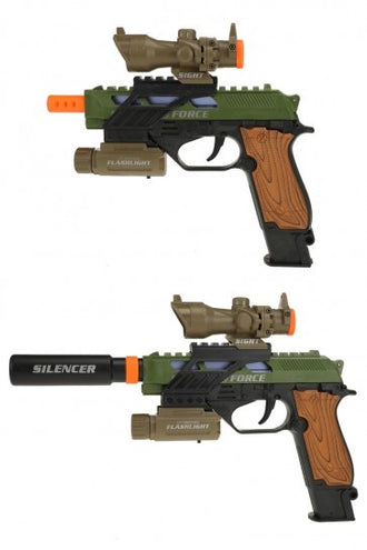 PartyXplosion Pistool militair licht en geluid