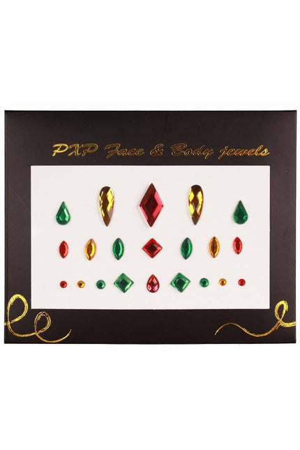 PartyXplosion Plakjuwelen rood-goud en groen