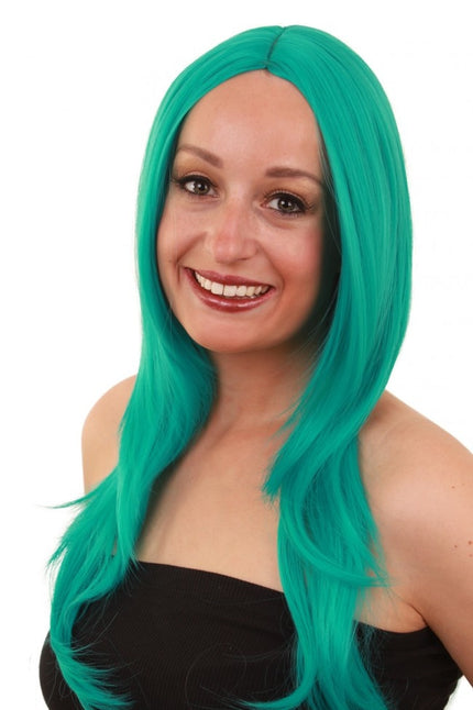 PartyXplosion Pruik Anne lang haar in emerald groen