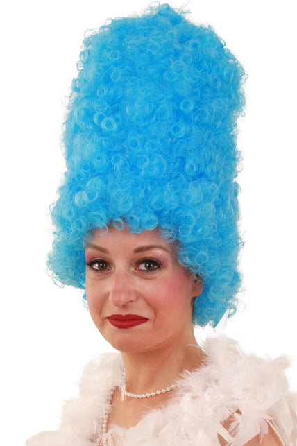 PartyXplosion Pruik Curly hoog  turquoise
