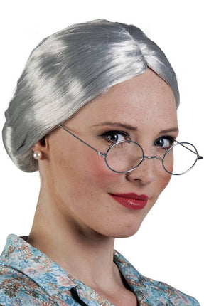 PartyXplosion Pruik Granny zilver