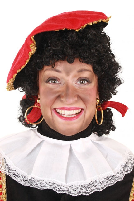 PartyXplosion Pruik Piet afro met  verstelbare staartjes