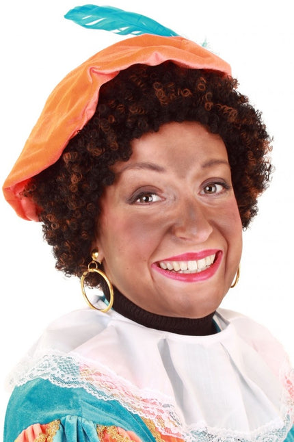 PartyXplosion Pruik Piet kroes verstelbaar zwart/ bruin