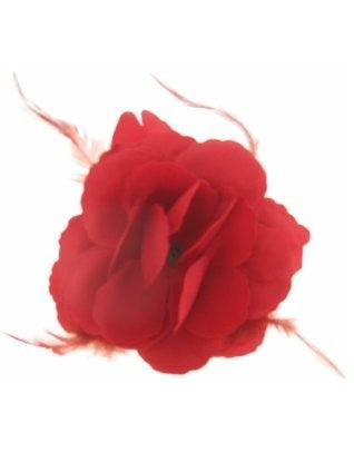 PartyXplosion Rode bloem met veren decoratie