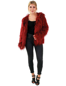 PartyXplosion Rode nep bontjas pak Noah lang haar