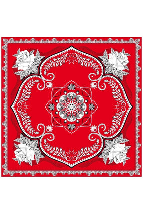 PartyXplosion Rode zakdoek met bloemen motief 63X63cm