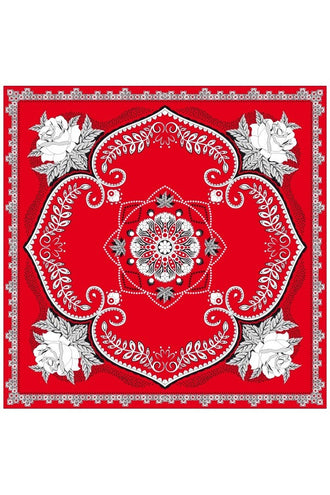 PartyXplosion Rode zakdoek met bloemen motief 63X63cm