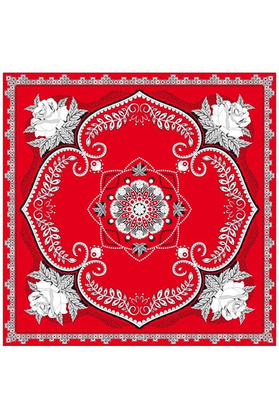 PartyXplosion Rode zakdoek met bloemen motief 63X63cm