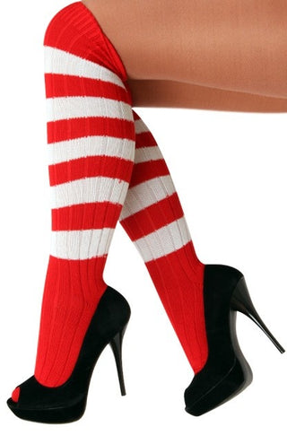 PartyXplosion Rood witte kniekous voetbalsokken