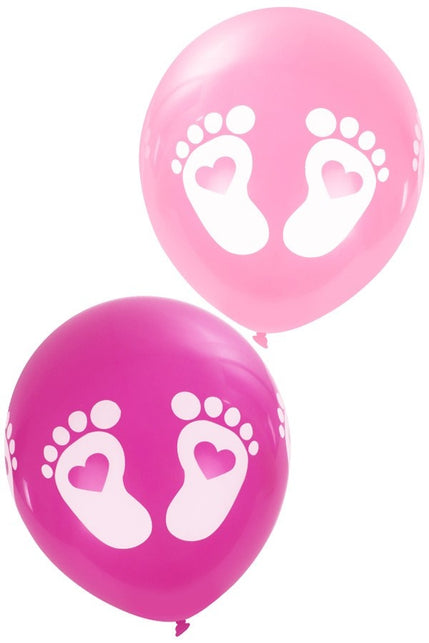 PartyXplosion Roze geboorteballonen voetjes  30cm